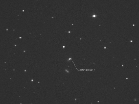 BRUTUS6852 3 Cropped Annotated 1x300sec  Supernova in Mrk 842 On July 12, 2014 at the Columbus Astronomical Society meeting OSU researcher Dr. K. Stanek gave a presentation about the All Sky Survey project named ASAS-SN.  After the meeting Dr. Stanek and I talked and I offered my assistance to collaborate on the project.   I never thought that results would materialize this quickly!  Three days after the CAS meeting I received a request from Dr. Stanek to check a transient event that they had detected with their equipment in Hawaii.  It happened to be clear that night so I went to the Hut and took a few 300 sec and 600 sec images.   When I looked at the first 300 sec image the supernova was very evident!   I quickly "processed" the image with PixInsight by just stretching it and sent it over.   This image provided confirmation of a supernova in Mrk 842 a distant galaxy near the constellation of Bootes!   Here is the Astronomer's Telegram: http://www.astronomerstelegram.org/?read=6318 with my name as the second. :) Science!